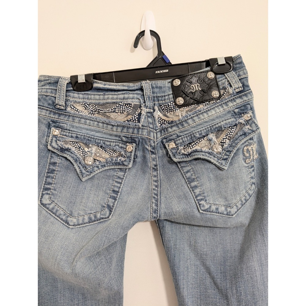 Miss Me Flare Denim Jeans 29 (30) Low Rise Stretch Sequin Blue JE5440F3R Great! - Picture 12 of 15